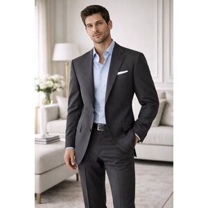 CANALI Made in Italy 100 % Wool Blazer Jacket Gray Pinstripe Men Size 52 US 42R